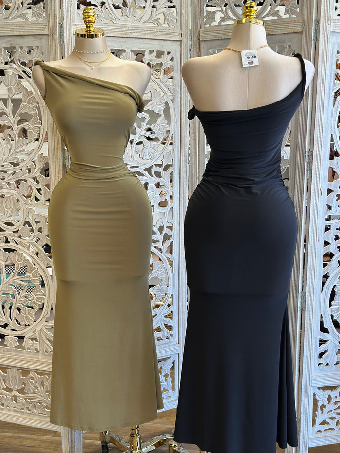 Asymmetrical Knotted Dress- Estira, Stretchy