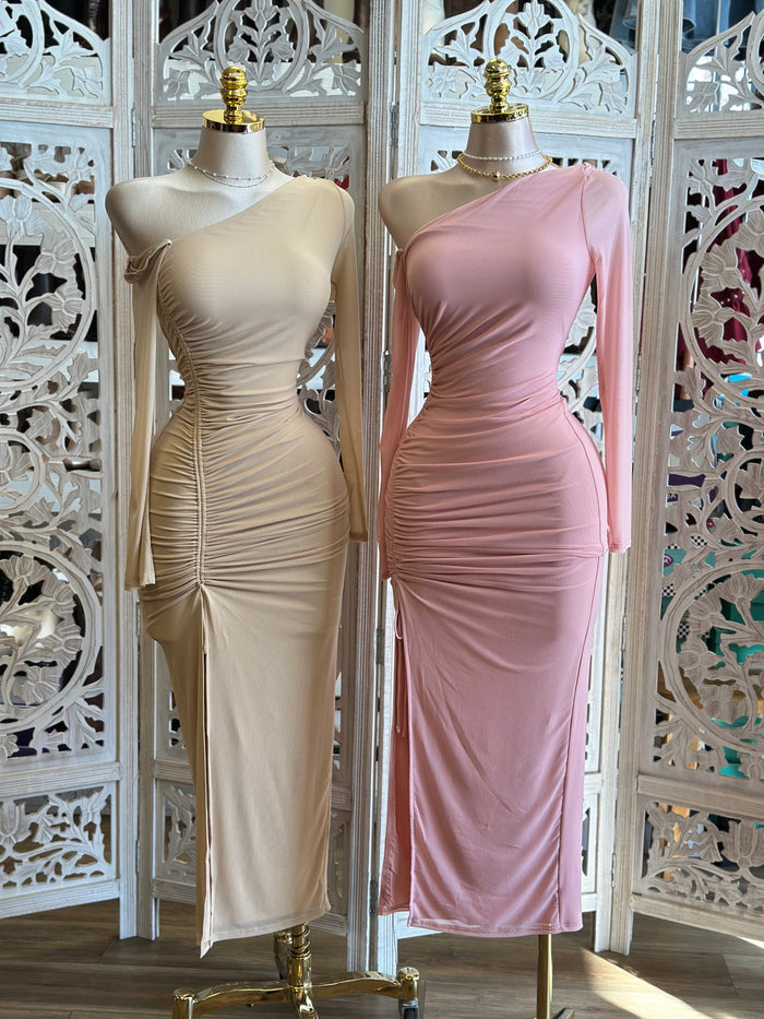 Asymmetrical Ruched Gown -Stretchy,Estira