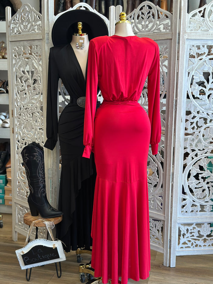 Asymmetrical Ruffle Dress-Estira, Stretchy