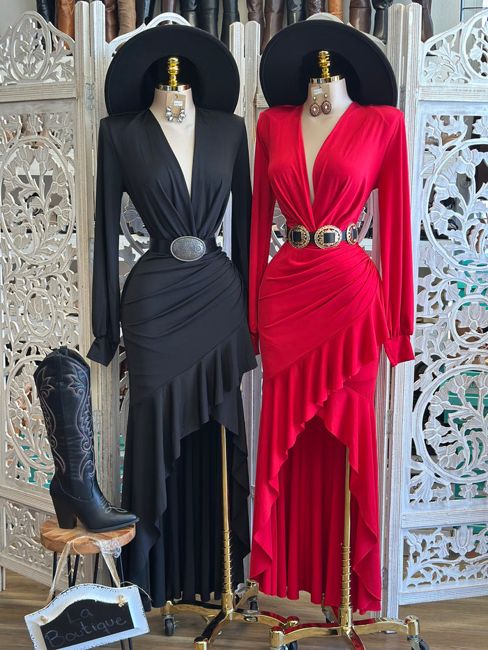 Asymmetrical Ruffle Dress-Estira, Stretchy