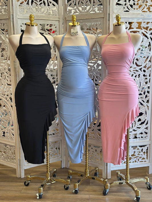 Asymmetrical Square Neck Dress- Stretchy, Estira