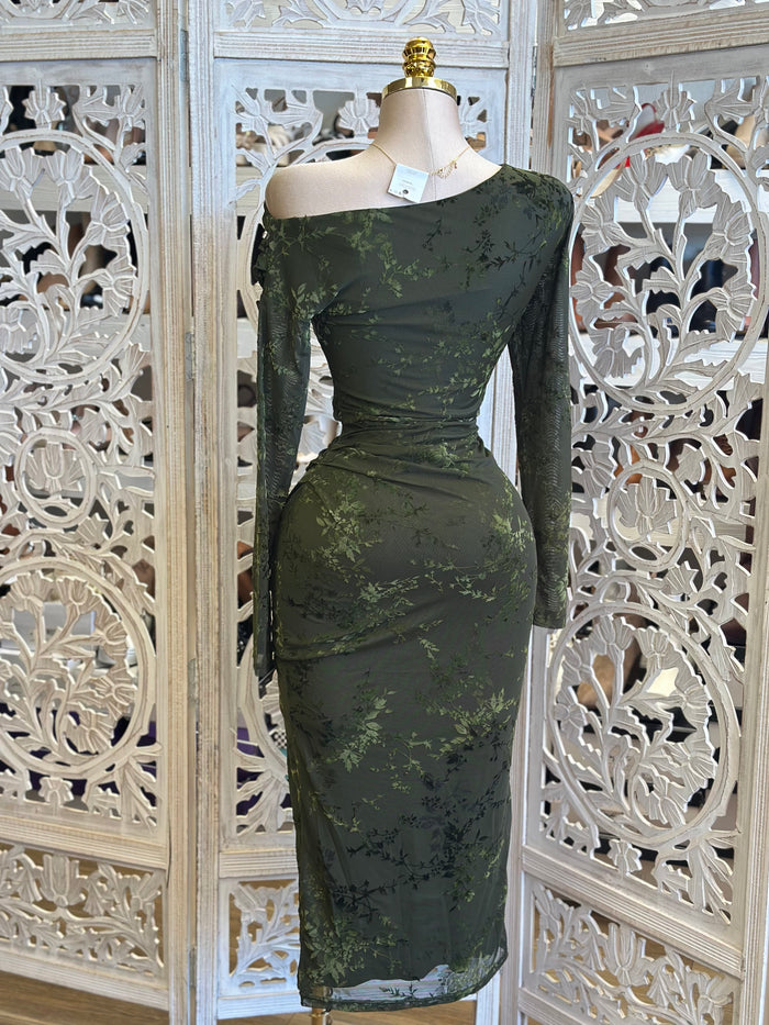 Asymmetrical Velvet Vine  Dress-Stretchy, Estira
