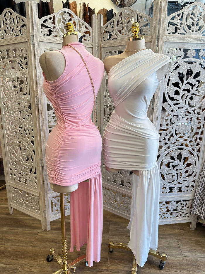 Asymmetrical Wrapped Mini Dress- Estira, Stretchy