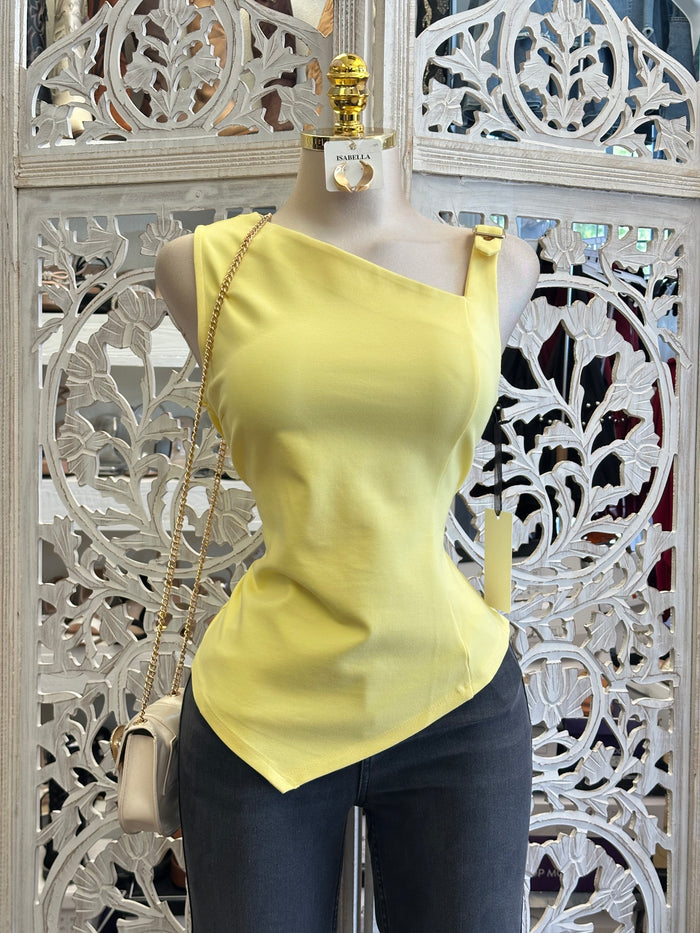 Asymmetrical Yellow Blouse