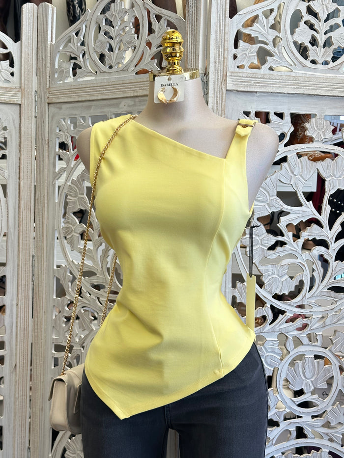 Asymmetrical Yellow Blouse