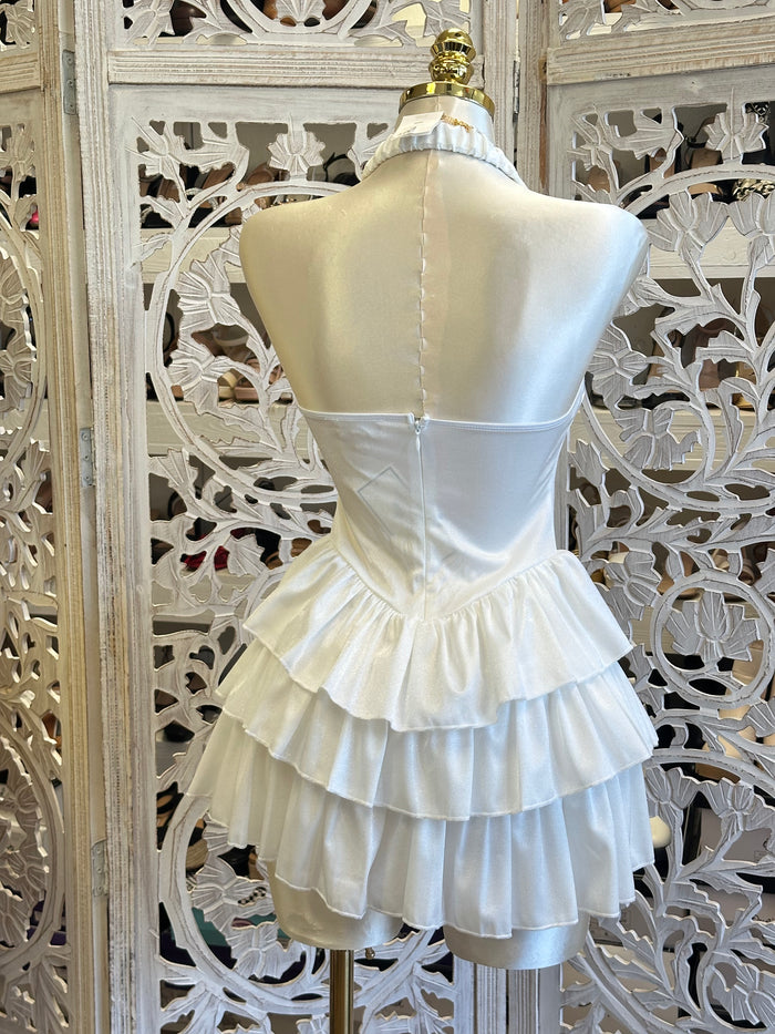 Backless Ruffle Mini Dress-Stretchy, Estira
