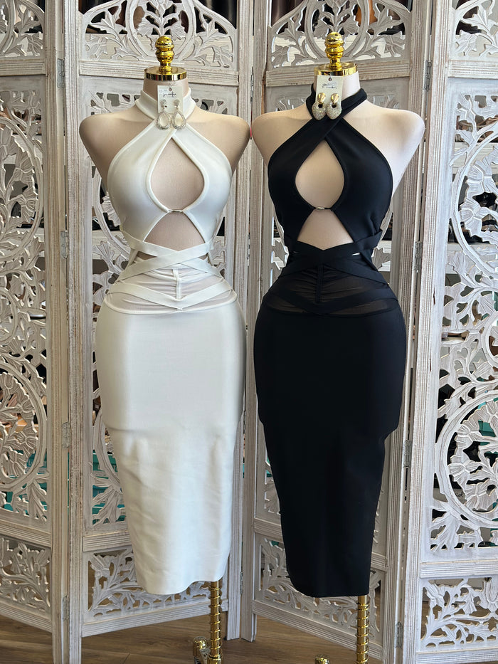Bandage Cutout Dress-Estira, Stretchy