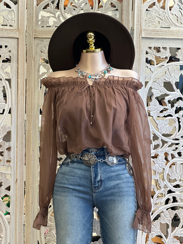 Bell Sleeve Black Off Shoulder Blouse