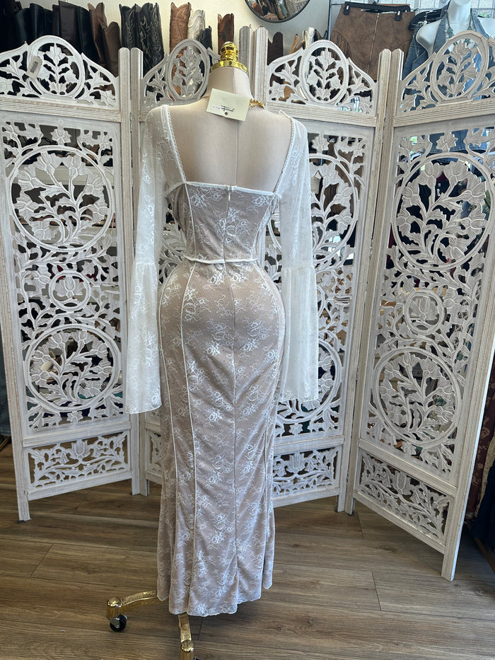 Bell Sleeve Lace Midi Dress - Estira, Stretchy