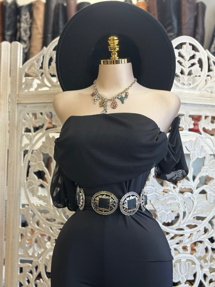Black Circular Brass Belt