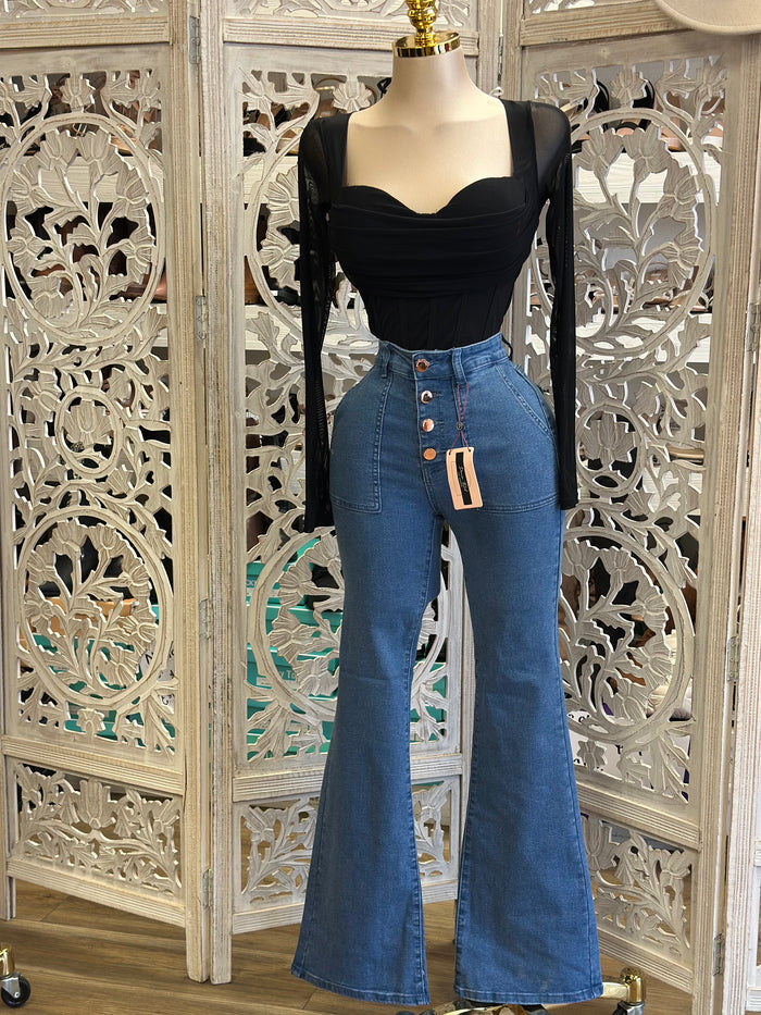 Black Corset Cowl Neck Top- Estira, Stretchy