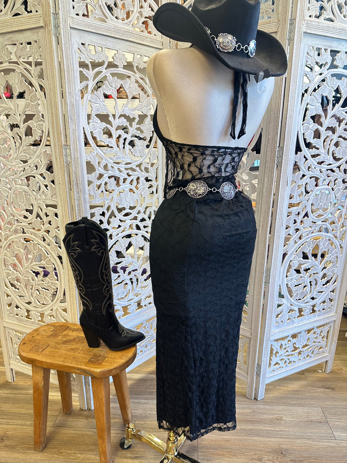 Black Lace Midi Set- Estira,Stretchy