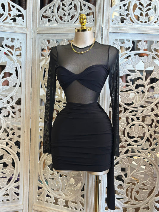 Black Mesh Dress-Stretchy,Estira