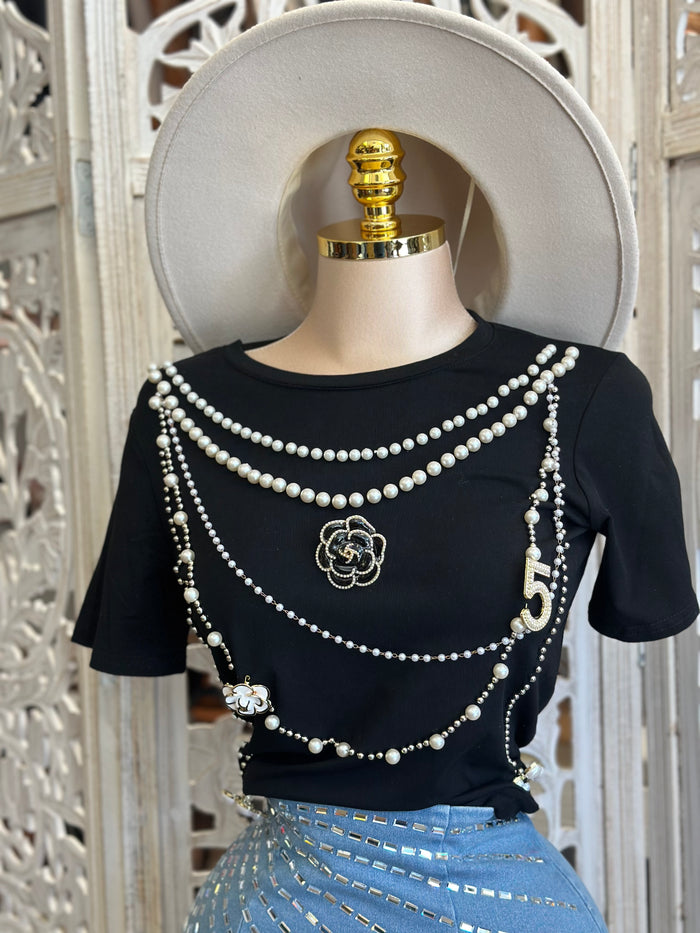 Black Pearl Tee- Estira, Stretchy