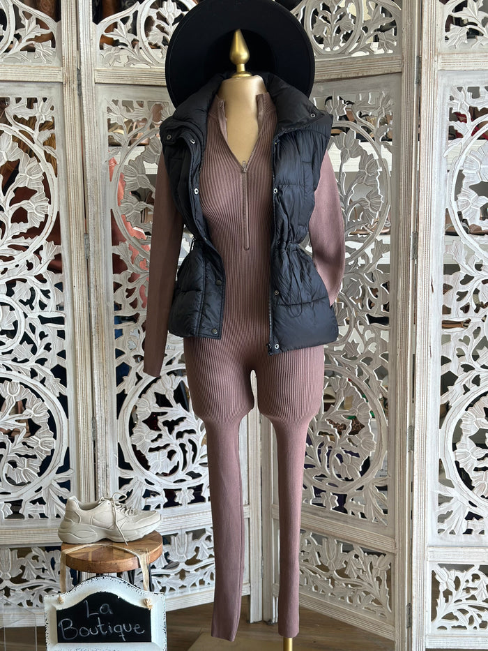 Black Puffer Vest Hip Length