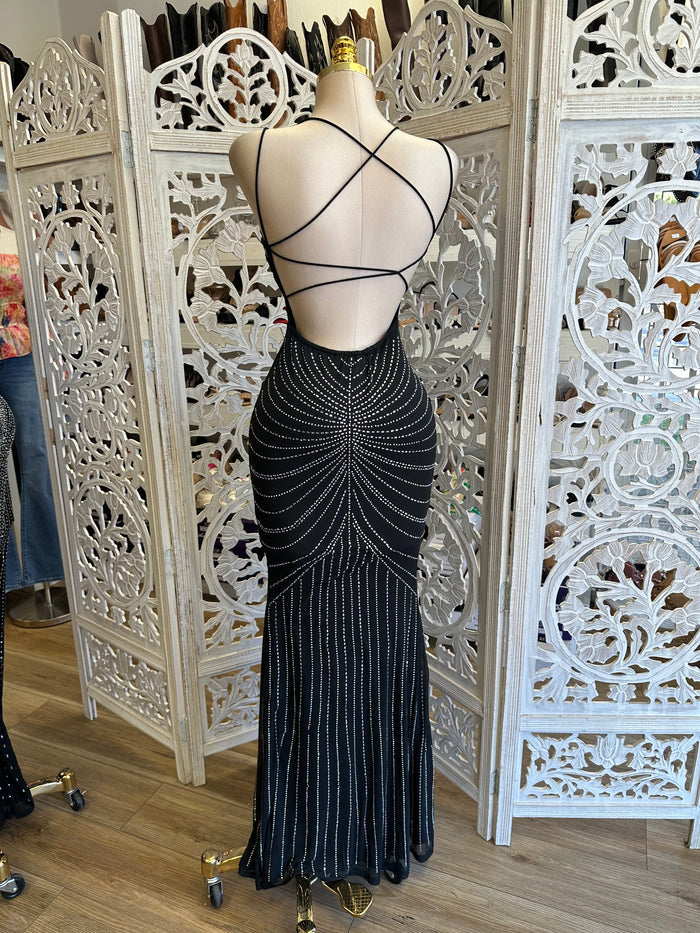 Black Rhinestone Gown- Stretchy, Estira