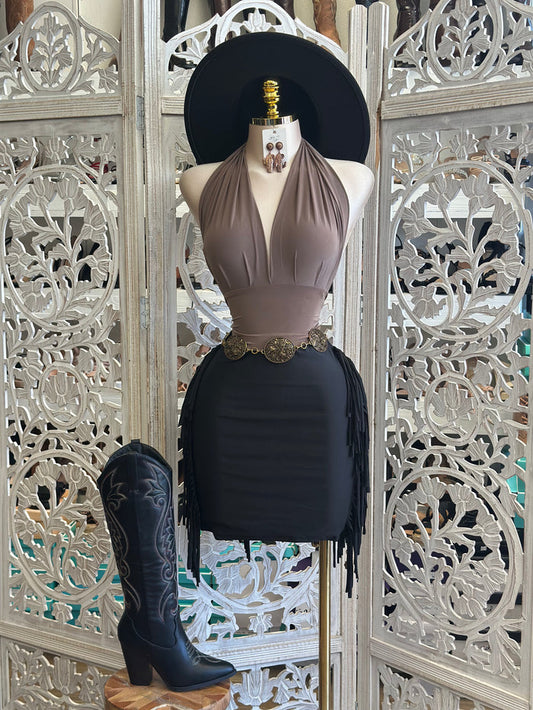 Black  Ruffle Mini Skirt /very stretchy