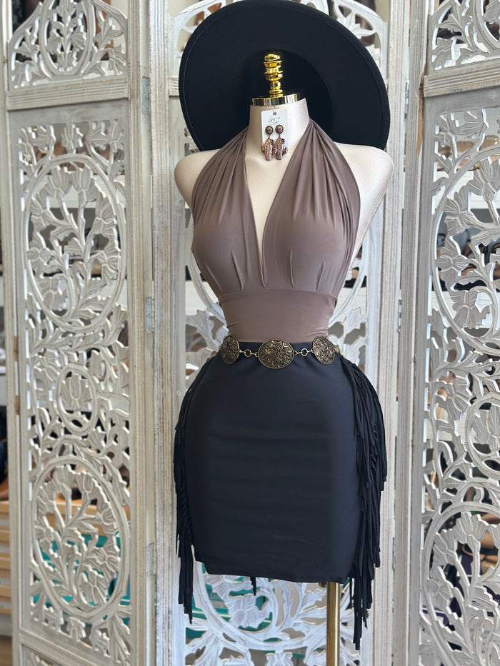 Black  Ruffle Mini Skirt /very stretchy