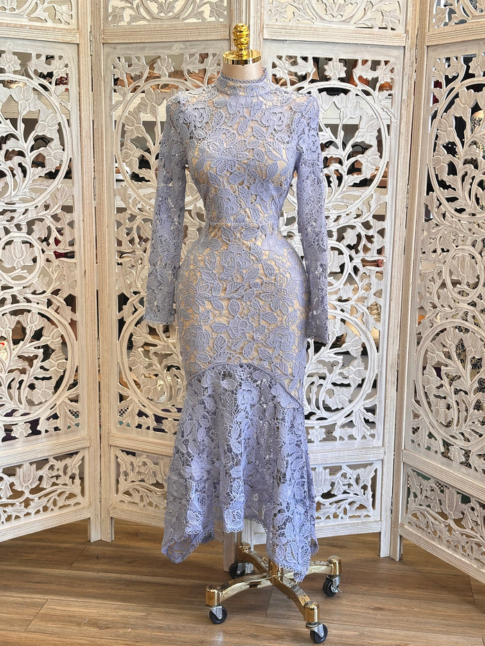 Blue Nude Full Lace Dress- Not Stretchy, No Estira