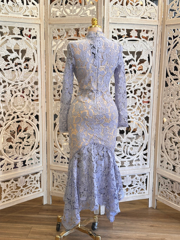 Blue Nude Full Lace Dress- Not Stretchy, No Estira