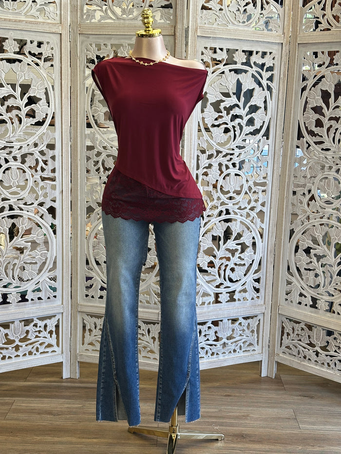 Boatneck Lace Blouse oversized