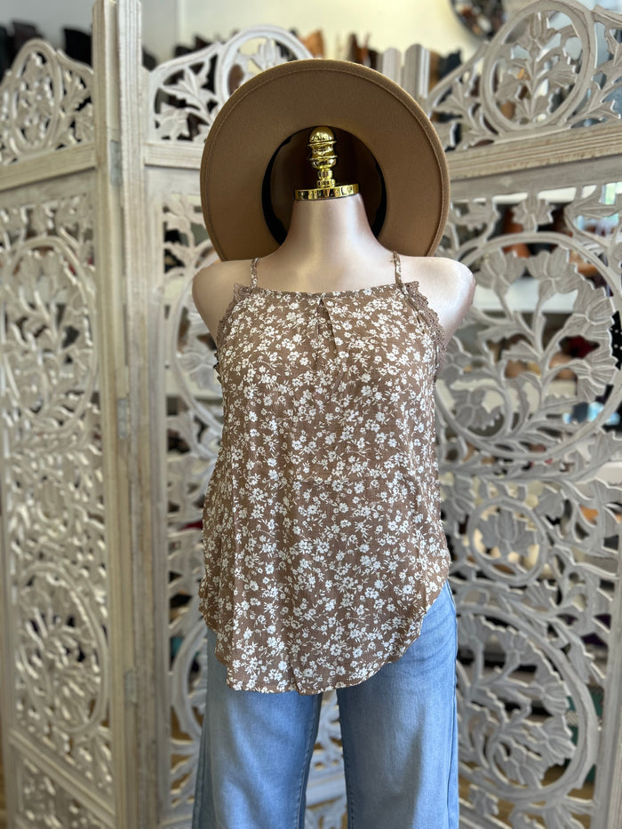 Brown Floral Blouse- Estira, Stretchy