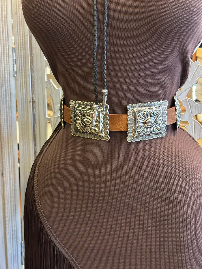 Brown Square Western Belt