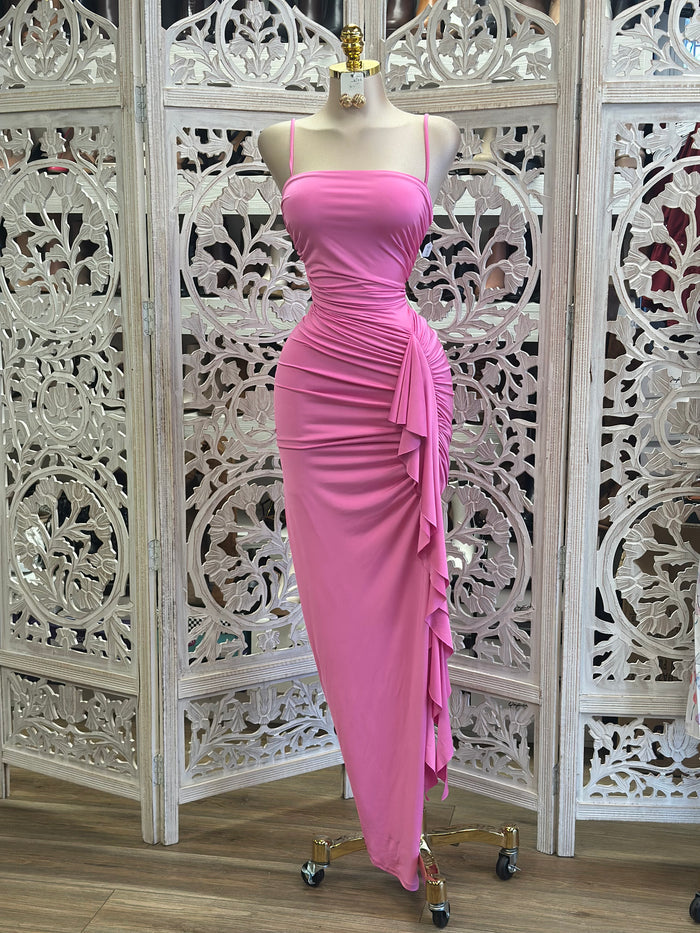 Bubble Pink Square Neck Knotted -Estira, Stretchy