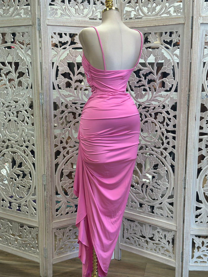 Bubble Pink Square Neck Knotted -Estira, Stretchy