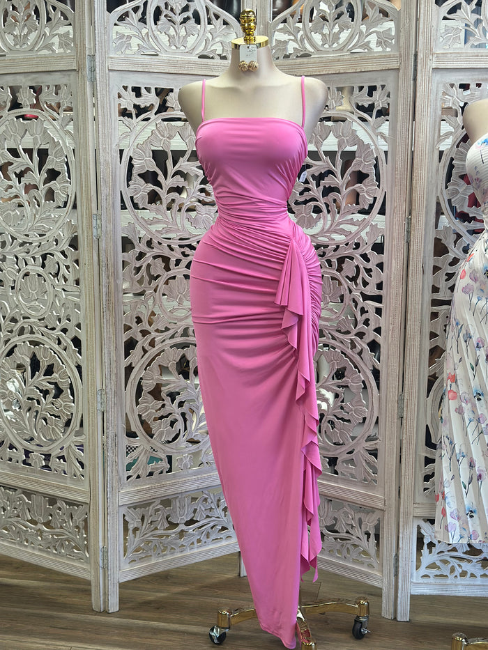 Bubble Pink Square Neck Knotted -Estira, Stretchy