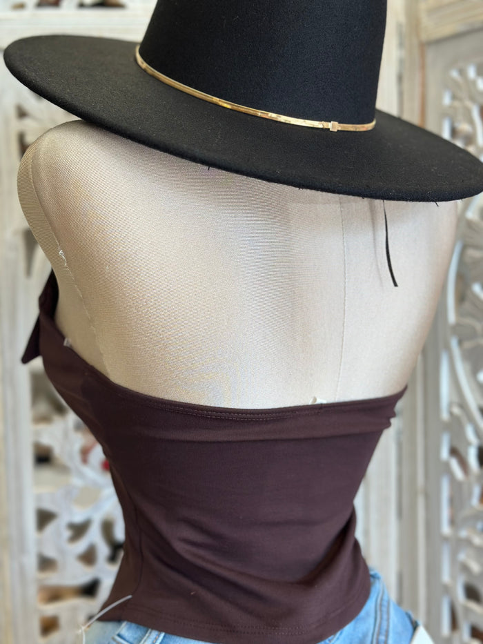 Buckle Open Back Top- Estira, Stretchy