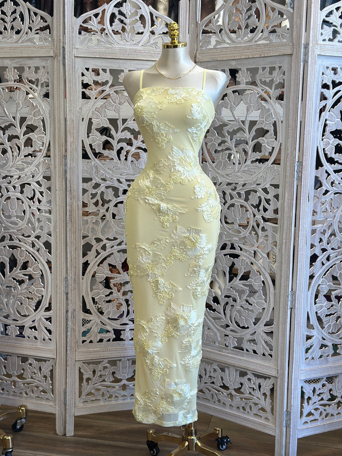 Butter Floral Midi Dress- Stretchy, Estira