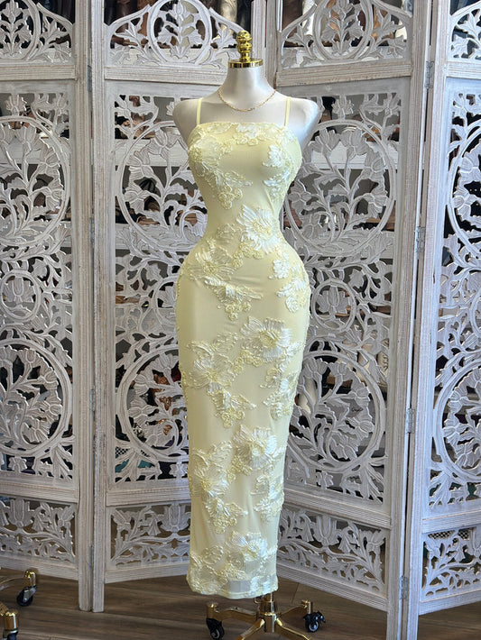 Butter Floral Midi Dress- Stretchy, Estira
