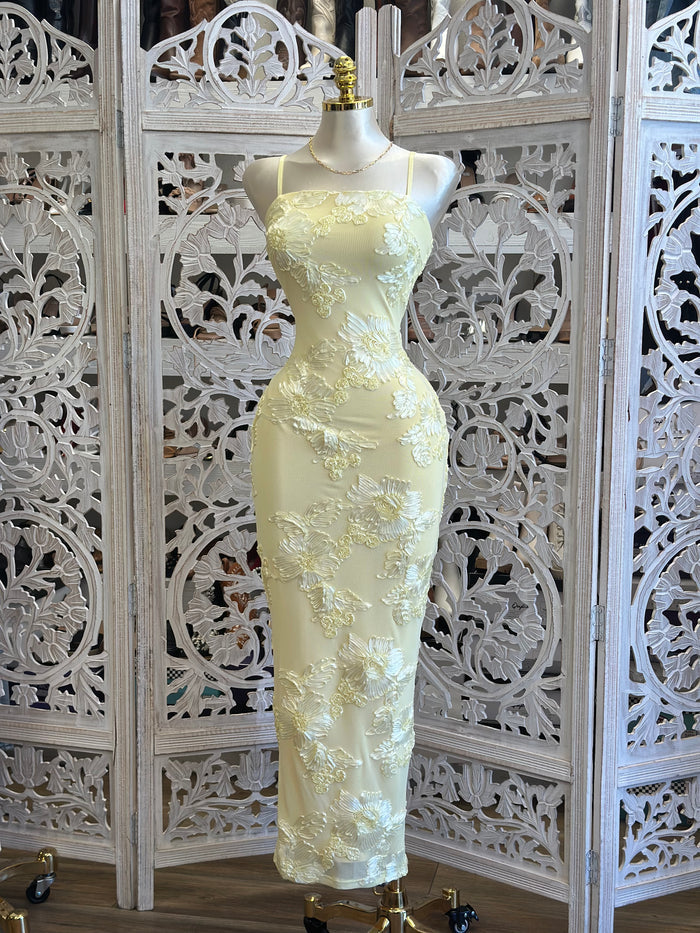 Butter Floral Midi Dress- Stretchy, Estira