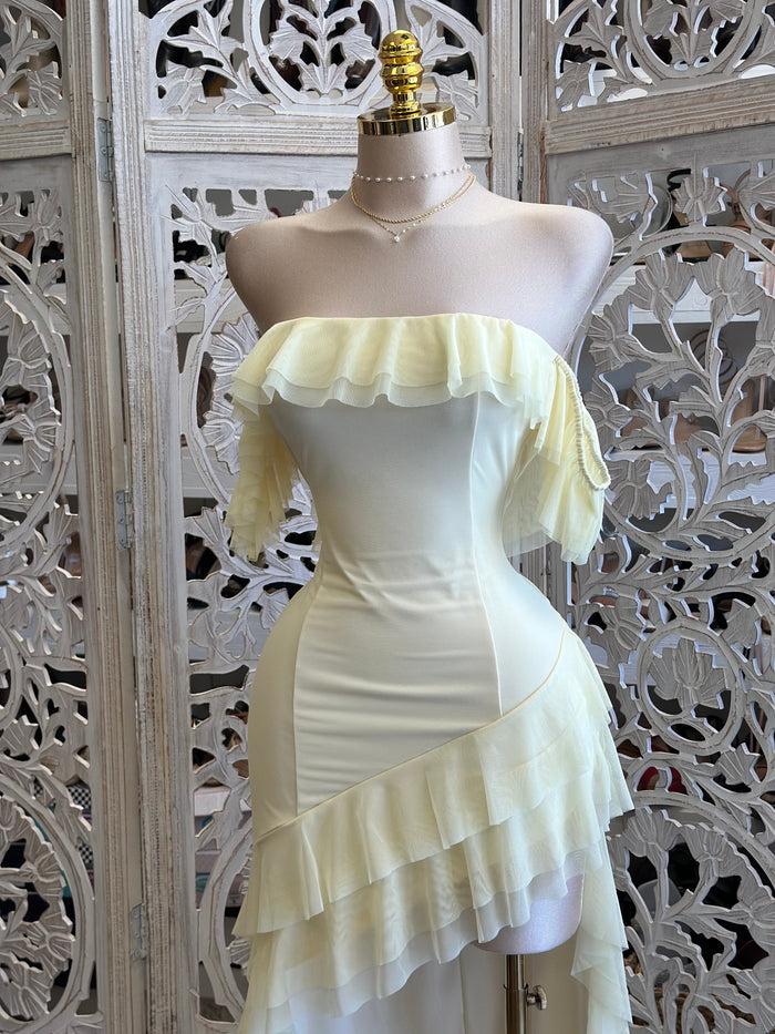 Butter Ruffle Dress- Stretchy, Estira