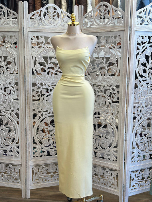 Butter Strapless Midi Dress- Stretchy, Estira