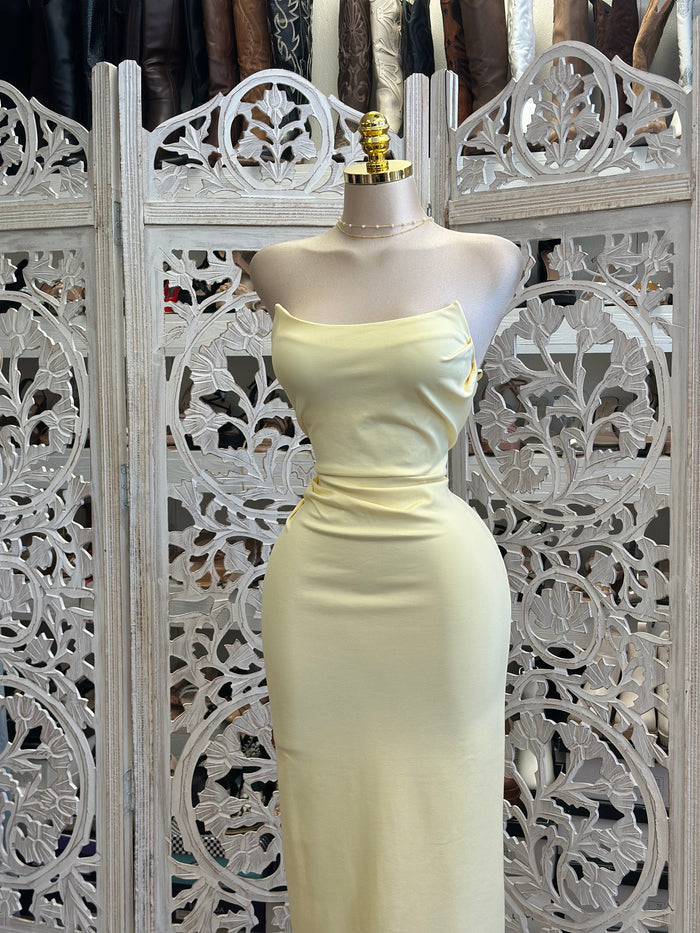 Butter Strapless Midi Dress- Stretchy, Estira