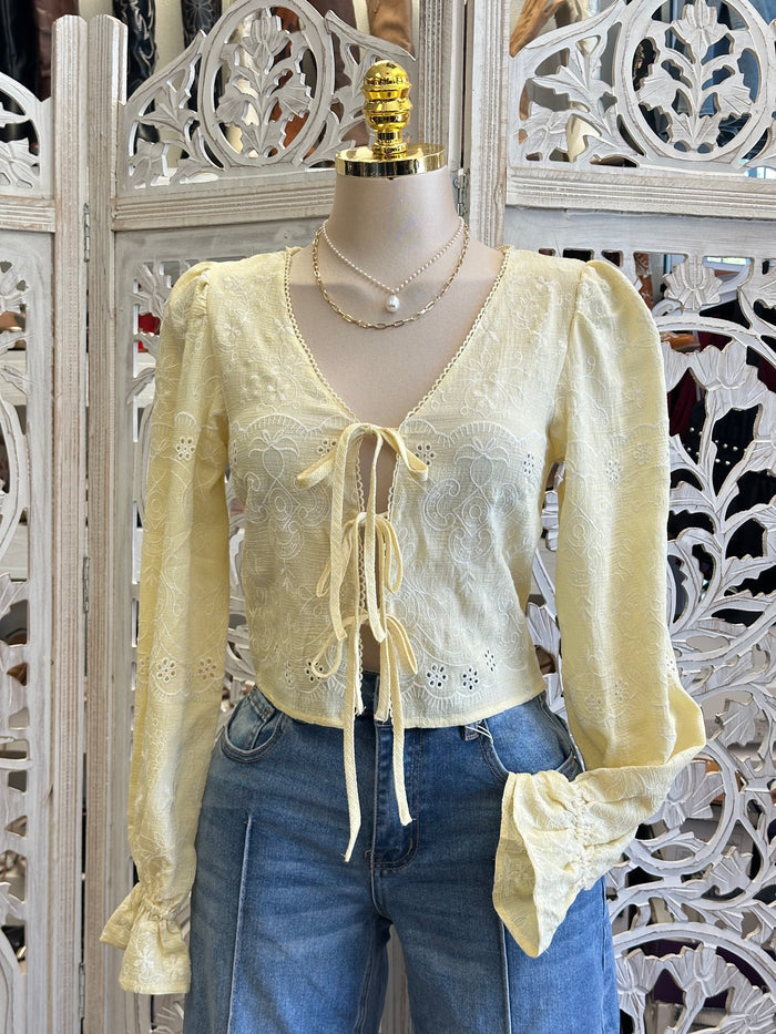 Butter Yellow Eyelet Blouse