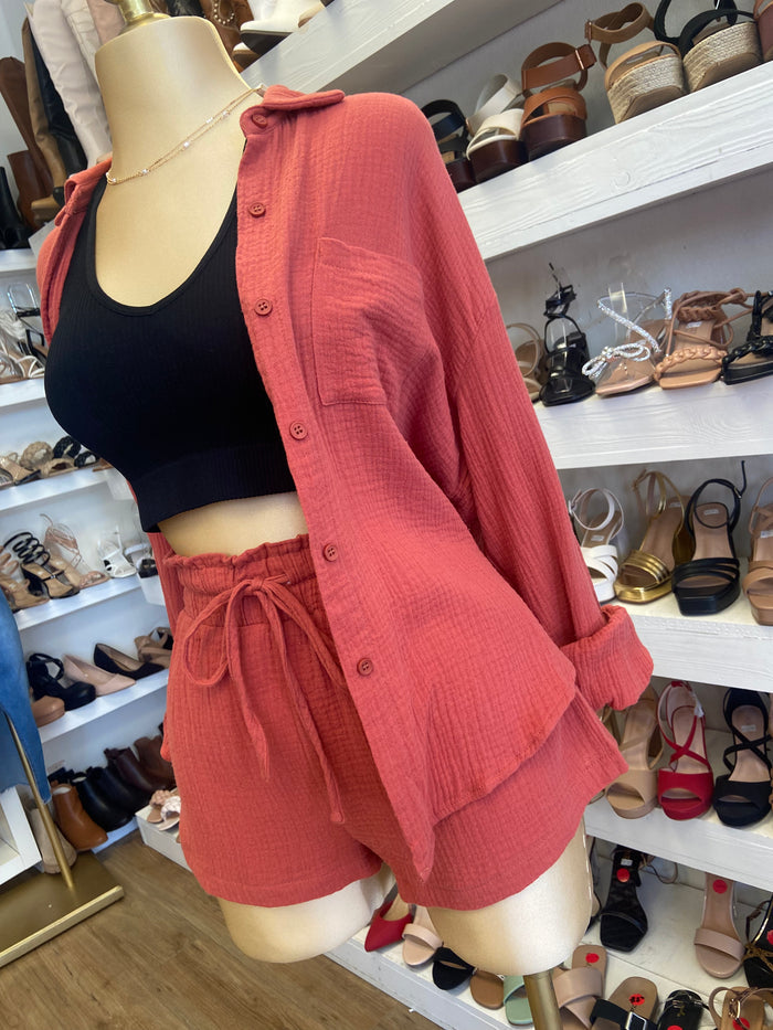 Button Up Top and Short Set