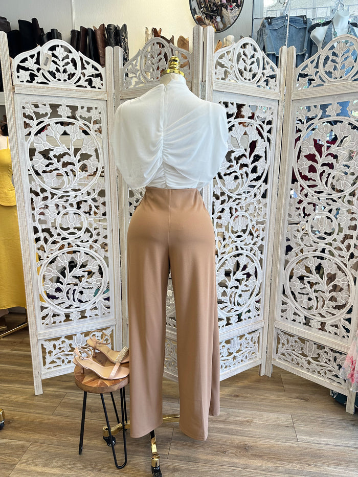 Button Wide Leg Pants - Estira Mucho, Very Stretchy