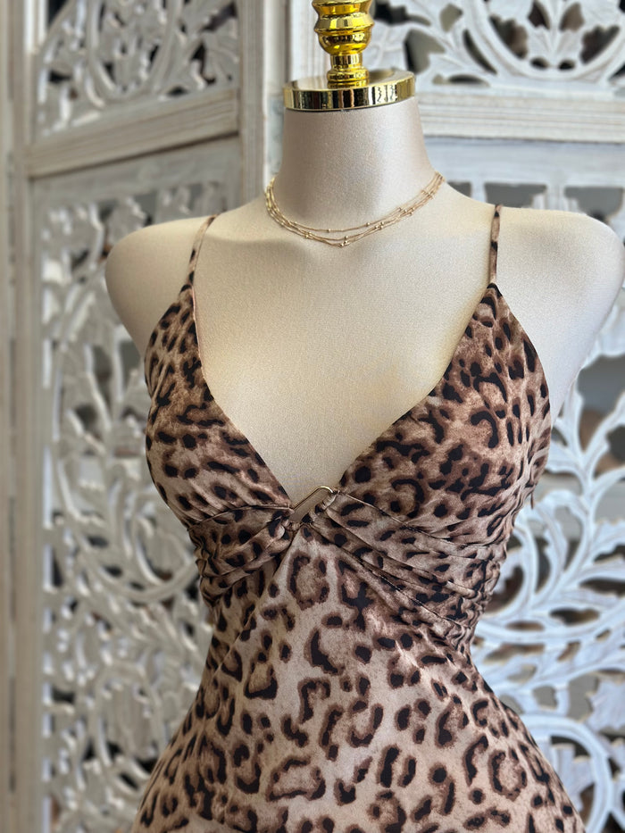 Cheetah Maxi Cami Dress - Estira, Stretchy