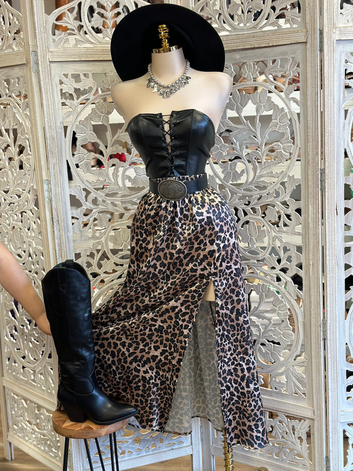 Cheetah Print Maxi Skirt- Estira, Stretchy
