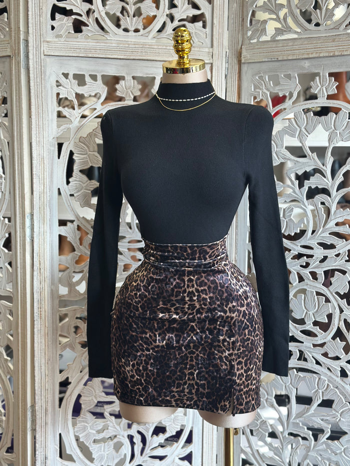 Cheetah Print Mini Skirt- Stretchy , Estira