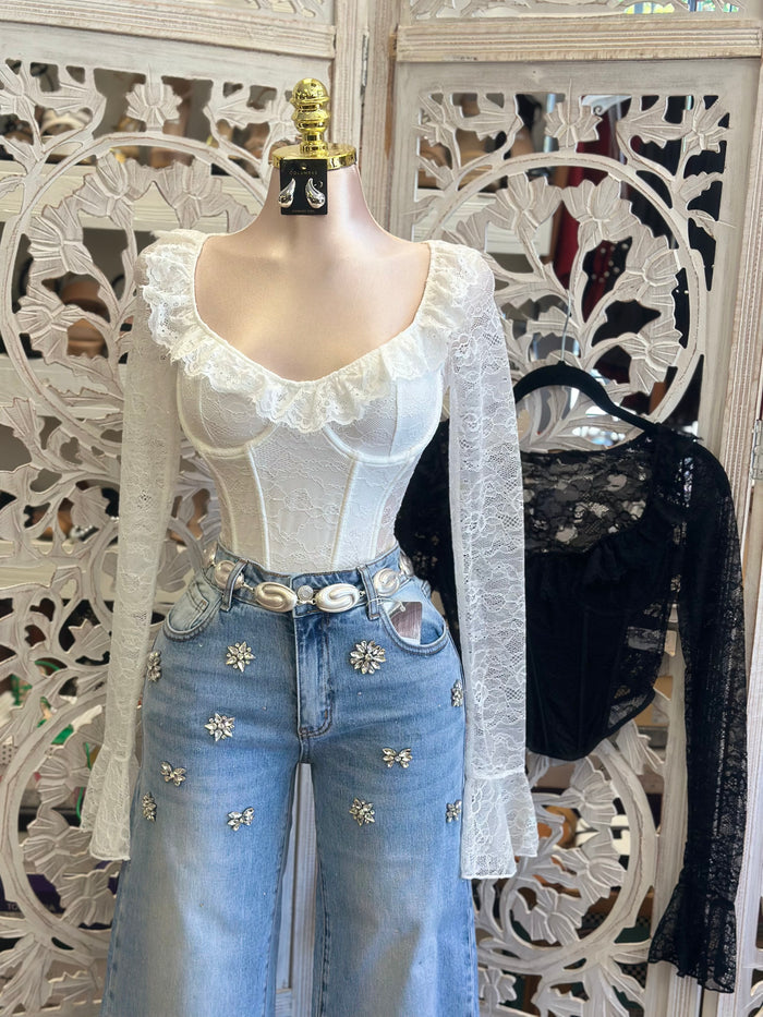 Corset Lace Long Sleeve Top