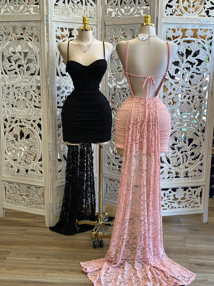Corset Lace Tailed Dress- Slightly Stretchy, Estira Poco