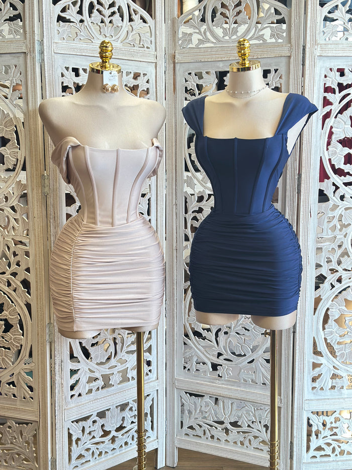 Corset Off Shoulder Mini Dress-Stretchy, Estira