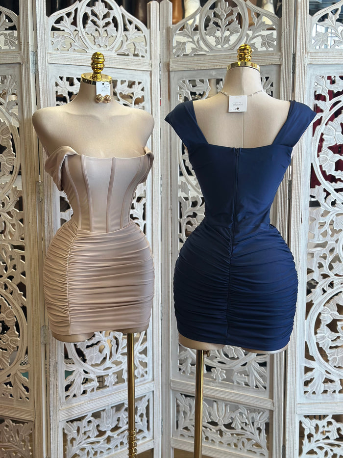 Corset Off Shoulder Mini Dress-Stretchy, Estira