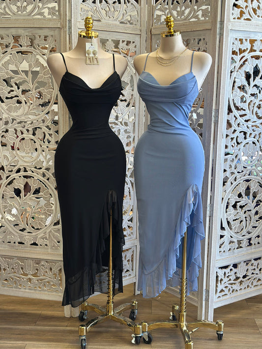 Cowl Neck Cami  Midi Dress- Stretchy,Estira