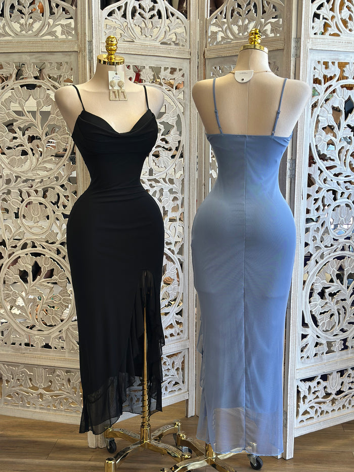 Cowl Neck Cami  Midi Dress- Stretchy,Estira