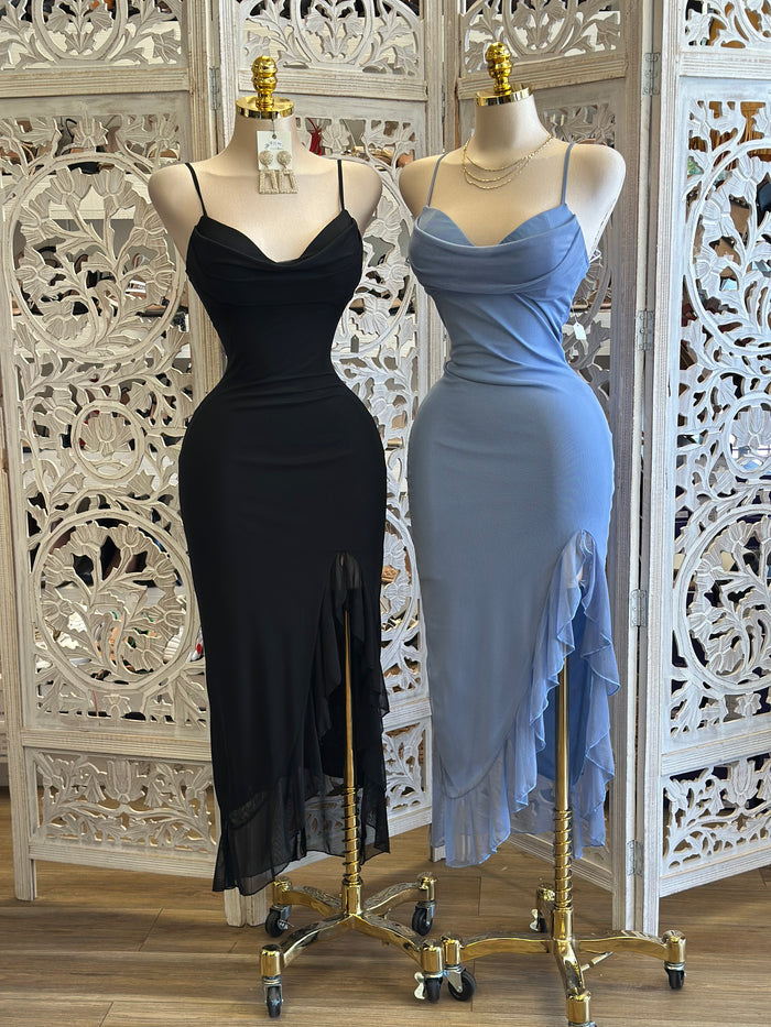 Cowl Neck Cami  Midi Dress- Stretchy,Estira